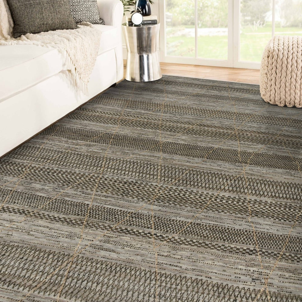 AMER Rugs Legacy  LEG-45 Hand-Knotted Handmade New Zealand Wool Transitional Geometric Rug Gray 10' x 14'