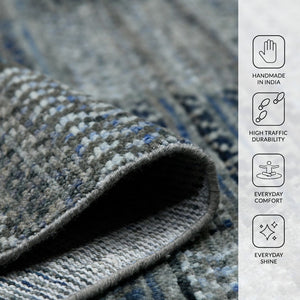 Amer Rugs Legacytransitional Hand-knotted Geometric Area Rug – Artisan Craftsmanship In Luxurious Wool Design Grayish Blue Wool Leg80203