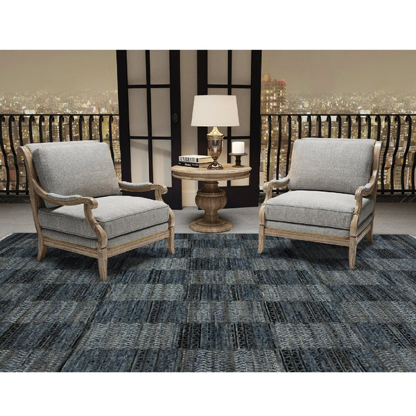 Amer Rugs Legacytransitional Hand-knotted Geometric Area Rug – Artisan Craftsmanship In Luxurious Wool Design Grayish Blue Wool Leg80203