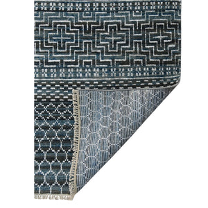 Amer Rugs Legacytransitional Hand-knotted Geometric Area Rug – Artisan Craftsmanship In Luxurious Wool Design Ocean Blue Wool, Viscose Leg(V)250203