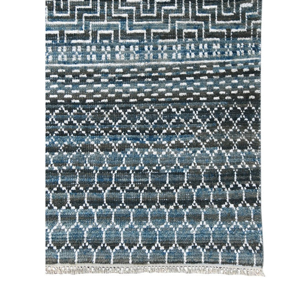 Amer Rugs Legacytransitional Hand-knotted Geometric Area Rug – Artisan Craftsmanship In Luxurious Wool Design Ocean Blue Wool, Viscose Leg(V)250203