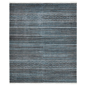 Amer Rugs Legacytransitional Hand-knotted Geometric Area Rug – Artisan Craftsmanship In Luxurious Wool Design Ocean Blue Wool, Viscose Leg(V)250203
