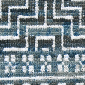 Amer Rugs Legacytransitional Hand-knotted Geometric Area Rug – Artisan Craftsmanship In Luxurious Wool Design Ocean Blue Wool, Viscose Leg(V)250203