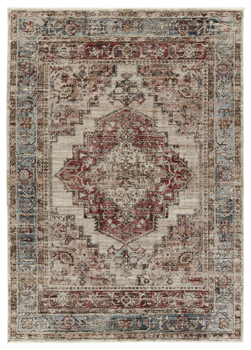 Jaipur Living Leila Emory Lei03 Rug155307 Powerloomed Machinemade 100% Polyester Vintage Medallion Indoor Rug Red, Blue 100% Polyester Rug155307