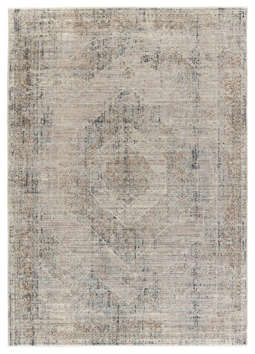 Jaipur Living Leila Emory Lei05 Powerloomed Machinemade 100% Polyester Vintage Medallion Indoor Rug Tan, Blue 100% Polyester Rug155312