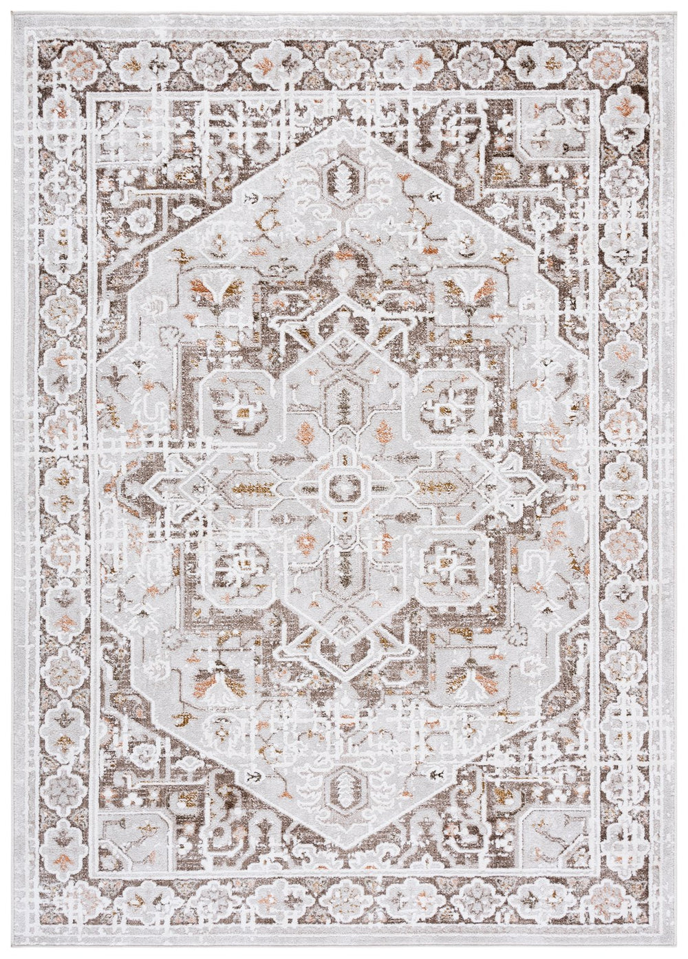 Safavieh Leonette 514a Area Rug - Elegant Ivory & Brown Taupe 5x8 Ft Medium Rectangle For Stylish Homes Ivory ,Brown Taupe 78% Polyester,14% Cotton,8% Latex Leo514a-5