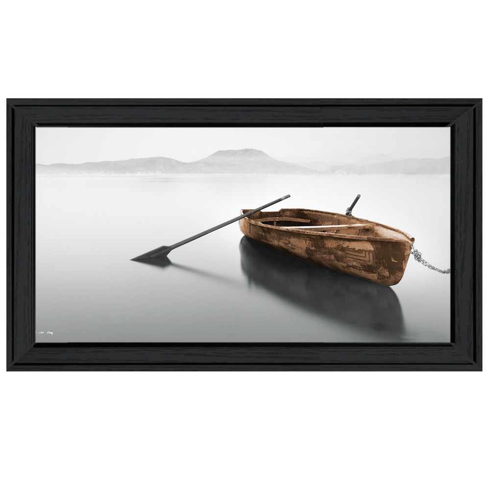 English Elm "solitude" Moises Levy Minimalist Framed Canvas Print Matte Black Wood Wall Art B06786078