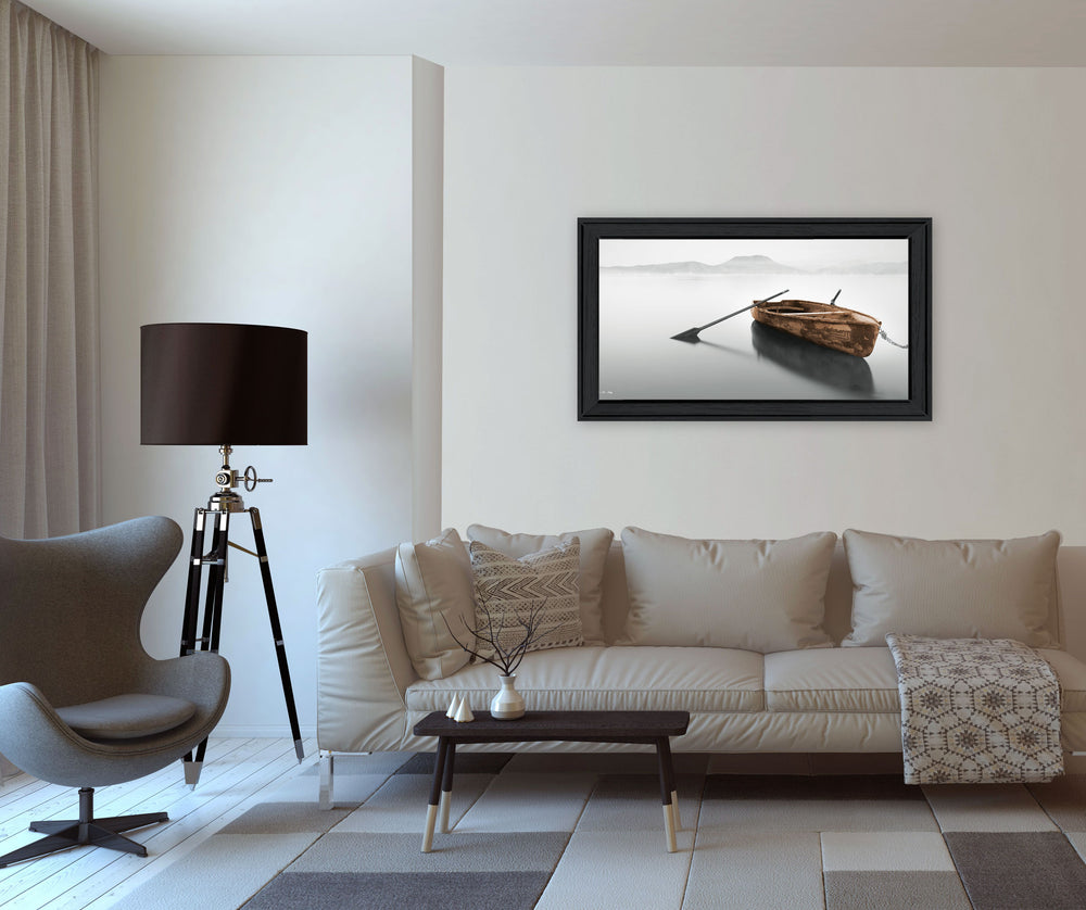 English Elm "solitude" Moises Levy Minimalist Framed Canvas Print Matte Black Wood Wall Art B06786078