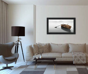 English Elm "solitude" Moises Levy Minimalist Framed Canvas Print Matte Black Wood Wall Art B06786078