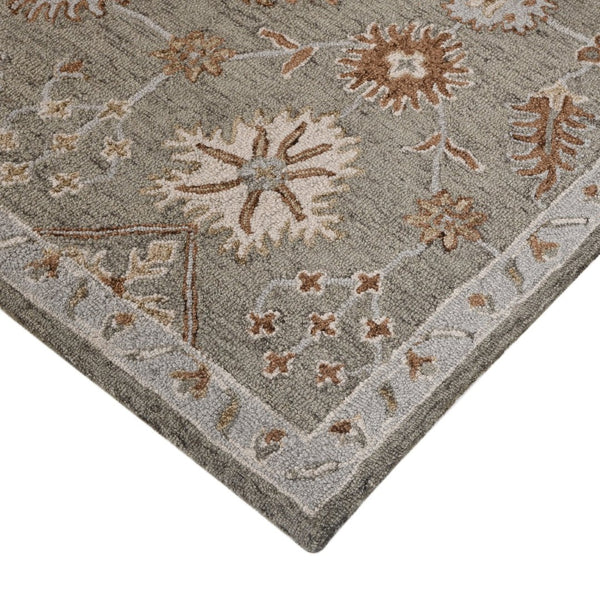 Amer Rugs Lewis Classic Floral Hand-hooked Area Rug In Luxurious New Zealand Wool For Your Elegant Home Decor Khaki Wool Lew13656