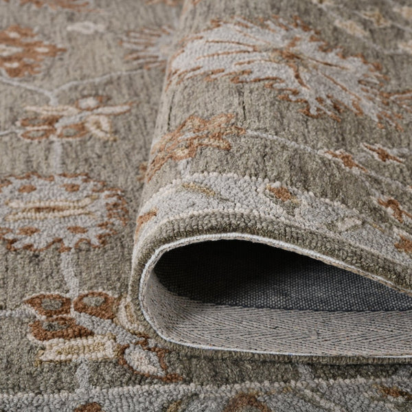 Amer Rugs Lewis Classic Floral Hand-hooked Area Rug In Luxurious New Zealand Wool For Your Elegant Home Decor Khaki Wool Lew13656