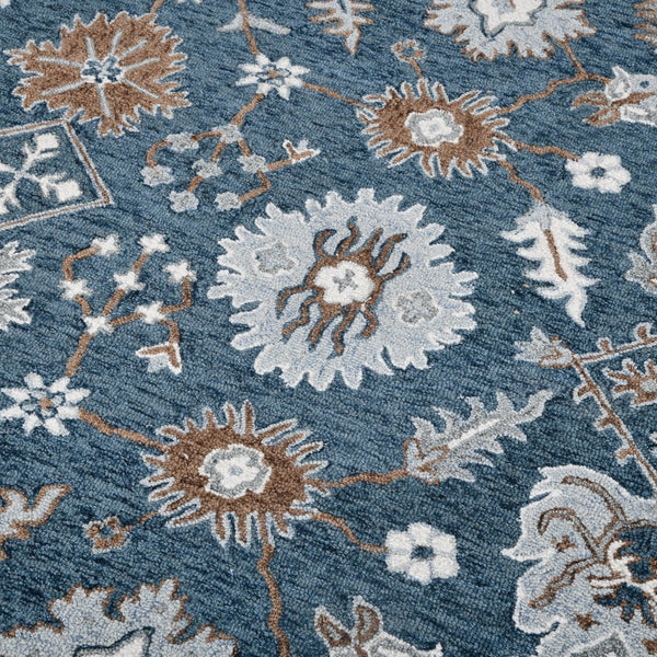 Amer Rugs Lewis Classic Floral Hand-hooked Area Rug In Luxurious New Zealand Wool For Your Elegant Home Decor Navy Wool Lew20203
