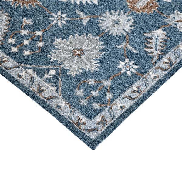 Amer Rugs Lewis Classic Floral Hand-hooked Area Rug In Luxurious New Zealand Wool For Your Elegant Home Decor Navy Wool Lew20203