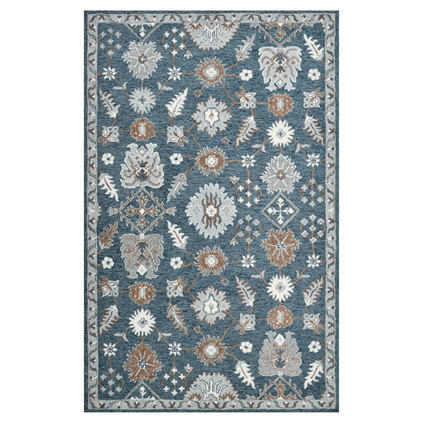 Amer Rugs Lewis Classic Floral Hand-hooked Area Rug In Luxurious New Zealand Wool For Your Elegant Home Decor Navy Wool Lew20203