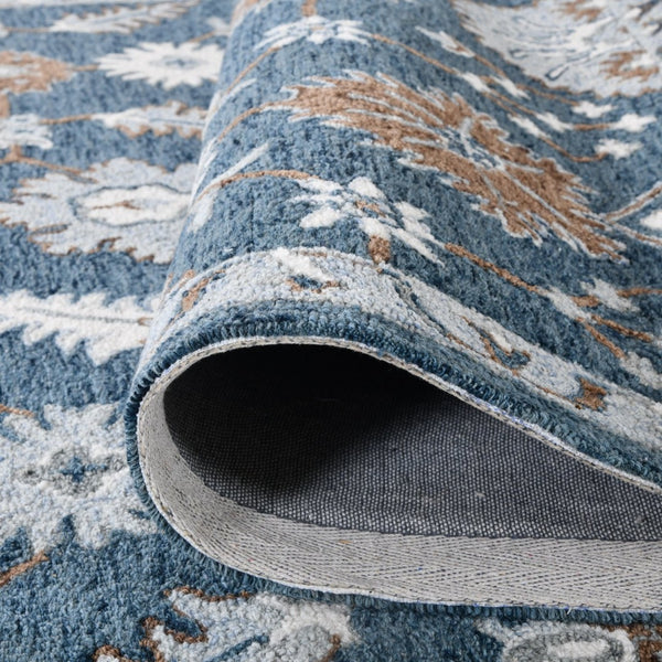 Amer Rugs Lewis Classic Floral Hand-hooked Area Rug In Luxurious New Zealand Wool For Your Elegant Home Decor Navy Wool Lew20203