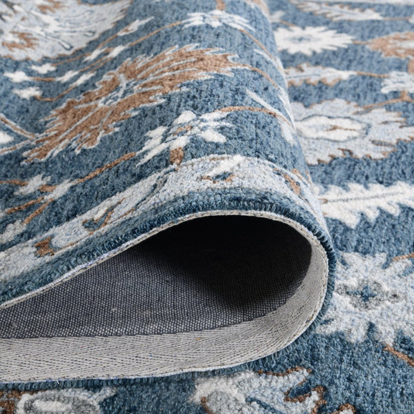 Amer Rugs Lewis Classic Floral Hand-hooked Area Rug In Luxurious New Zealand Wool For Your Elegant Home Decor Navy Wool Lew20203