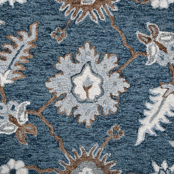 Amer Rugs Lewis Classic Floral Hand-hooked Area Rug In Luxurious New Zealand Wool For Your Elegant Home Decor Navy Wool Lew20203