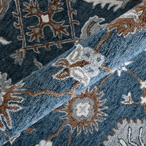 Amer Rugs Lewis Classic Floral Hand-hooked Area Rug In Luxurious New Zealand Wool For Your Elegant Home Decor Navy Wool Lew20203