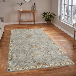 Amer Rugs Lewis Classic Floral Hand-hooked Area Rug In Luxurious New Zealand Wool For Your Elegant Home Decor Blue Wool Lew30203