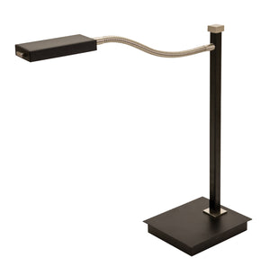 House Of Troy 17.5" Lewis Led Gooseneck Table Lamps - Sleek Black & Satin Nickel Design With Adjustable Arm Black Metal Lew850-blk