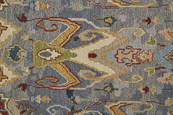 Feizy Rugs Leylan Wool Ikat Area Rug with Soumak Weave for Living and Dining Rooms Blue/Gray/Tan 7'9" x 9'9" LEY0563FBLUMLTF99