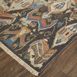 Feizy Rugs Leylan Wool Ikat Area Rug with Soumak Weave for Living and Dining Rooms Taupe/Tan/Orange 2'6" x 10' LEY0563FCHLMLTI10
