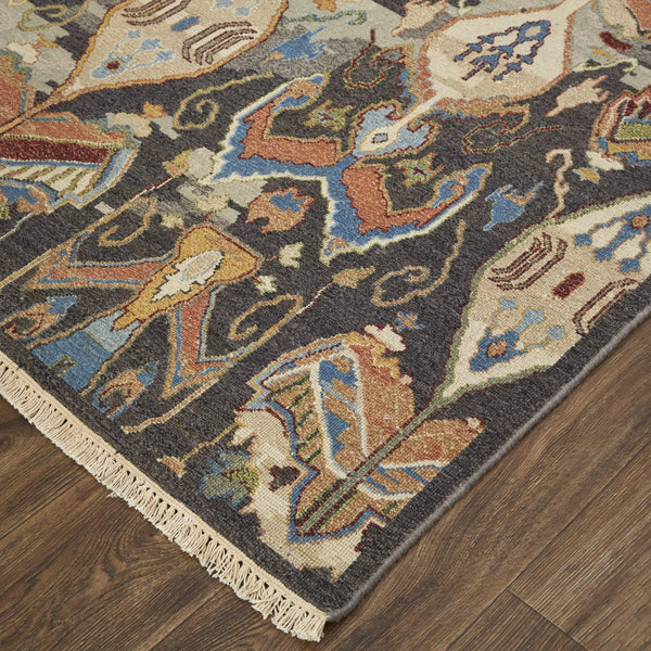 Feizy Rugs Leylan Wool Ikat Area Rug with Soumak Weave for Living and Dining Rooms Taupe/Tan/Orange 2'6" x 10' LEY0563FCHLMLTI10