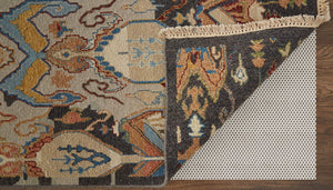 Feizy Rugs Leylan Wool Ikat Area Rug with Soumak Weave for Living and Dining Rooms Taupe/Tan/Orange 2'6" x 10' LEY0563FCHLMLTI10