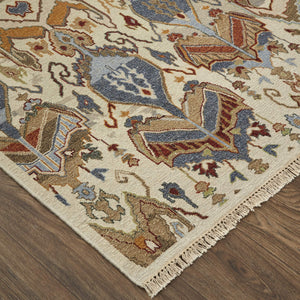 Feizy Rugs Leylan Wool Ikat Area Rug with Soumak Weave for Living and Dining Rooms Tan/Ivory/Orange 2'6" x 10' LEY0563FIVYMLTI10