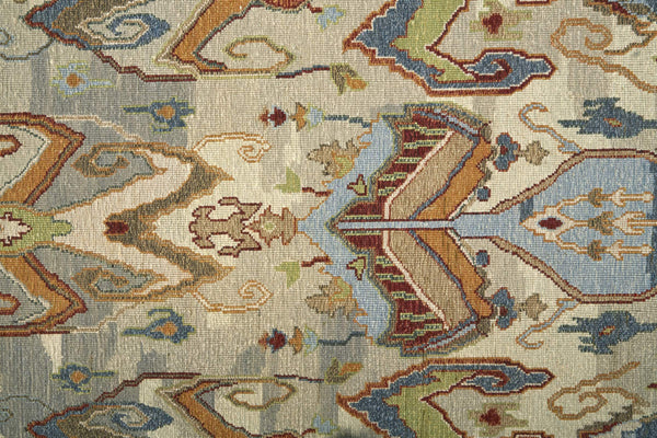 Feizy Rugs Leylan Wool Ikat Area Rug with Soumak Weave for Living and Dining Rooms Tan/Ivory/Orange 2'6" x 10' LEY0563FIVYMLTI10
