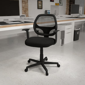 English Elm Flash Ergonomic Mid-Back Mesh Swivel Task Chair for Comfortable All-Day Support in Small Spaces Black LF-118P-T-BK-GG
