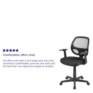 English Elm Flash Ergonomic Mid-Back Mesh Swivel Task Chair for Comfortable All-Day Support in Small Spaces Black LF-118P-T-BK-GG