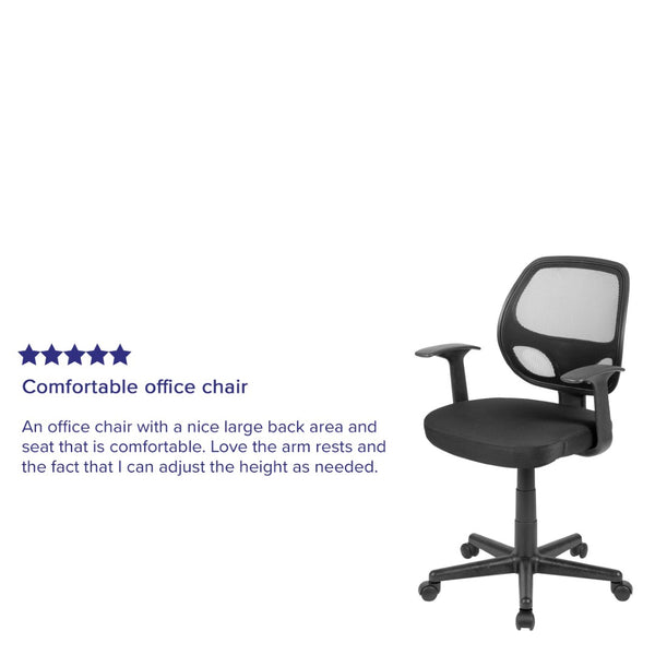 English Elm Flash Ergonomic Mid-Back Mesh Swivel Task Chair for Comfortable All-Day Support in Small Spaces Black LF-118P-T-BK-GG