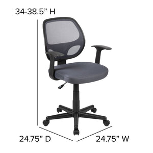 English Elm Flash Ergonomic Mid-Back Mesh Swivel Task Chair for Comfortable All-Day Support in Small Spaces Gray LF-118P-T-GY-GG