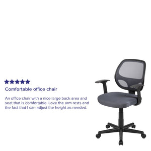 English Elm Flash Ergonomic Mid-Back Mesh Swivel Task Chair for Comfortable All-Day Support in Small Spaces Gray LF-118P-T-GY-GG