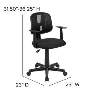 English Elm Flash Fundamentals Mid-Back Mesh Office Chair - Breathable Design with Pivot Back and Lumbar Support Black LF-134-A-BK-GG
