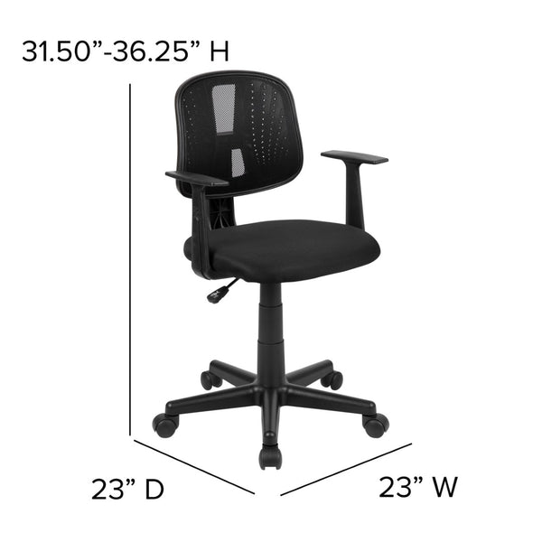 English Elm Flash Fundamentals Mid-Back Mesh Office Chair - Breathable Design with Pivot Back and Lumbar Support Black LF-134-A-BK-GG