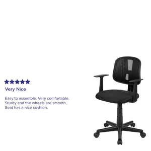 English Elm Flash Fundamentals Mid-Back Mesh Office Chair - Breathable Design with Pivot Back and Lumbar Support Black LF-134-A-BK-GG