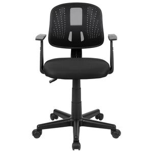 English Elm Flash Fundamentals Mid-Back Mesh Office Chair - Breathable Design with Pivot Back and Lumbar Support Black LF-134-A-BK-GG