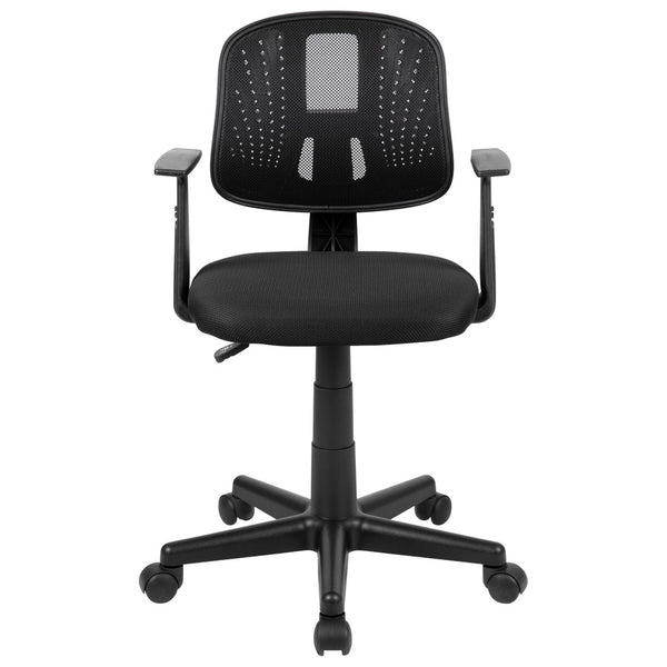 English Elm Flash Fundamentals Mid-Back Mesh Office Chair - Breathable Design with Pivot Back and Lumbar Support Black LF-134-A-BK-GG