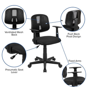 English Elm Flash Fundamentals Mid-Back Mesh Office Chair - Breathable Design with Pivot Back and Lumbar Support Black LF-134-A-BK-GG