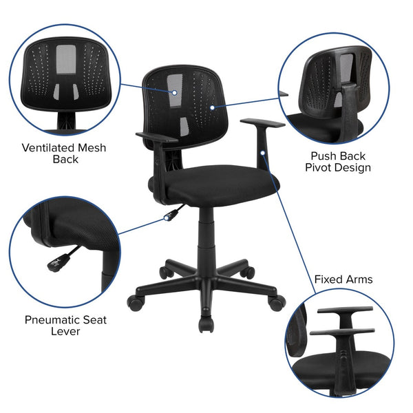 English Elm Flash Fundamentals Mid-Back Mesh Office Chair - Breathable Design with Pivot Back and Lumbar Support Black LF-134-A-BK-GG