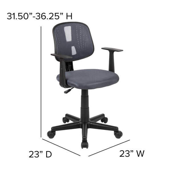 English Elm Flash Fundamentals Mid-Back Mesh Office Chair - Breathable Design with Pivot Back and Lumbar Support Gray LF-134-A-GY-GG