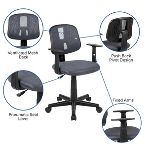 English Elm Flash Fundamentals Mid-Back Mesh Office Chair - Breathable Design with Pivot Back and Lumbar Support Gray LF-134-A-GY-GG
