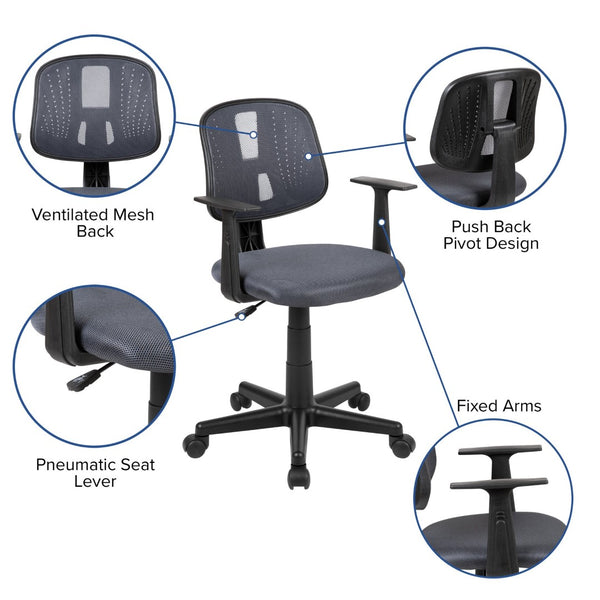 English Elm Flash Fundamentals Mid-Back Mesh Office Chair - Breathable Design with Pivot Back and Lumbar Support Gray LF-134-A-GY-GG