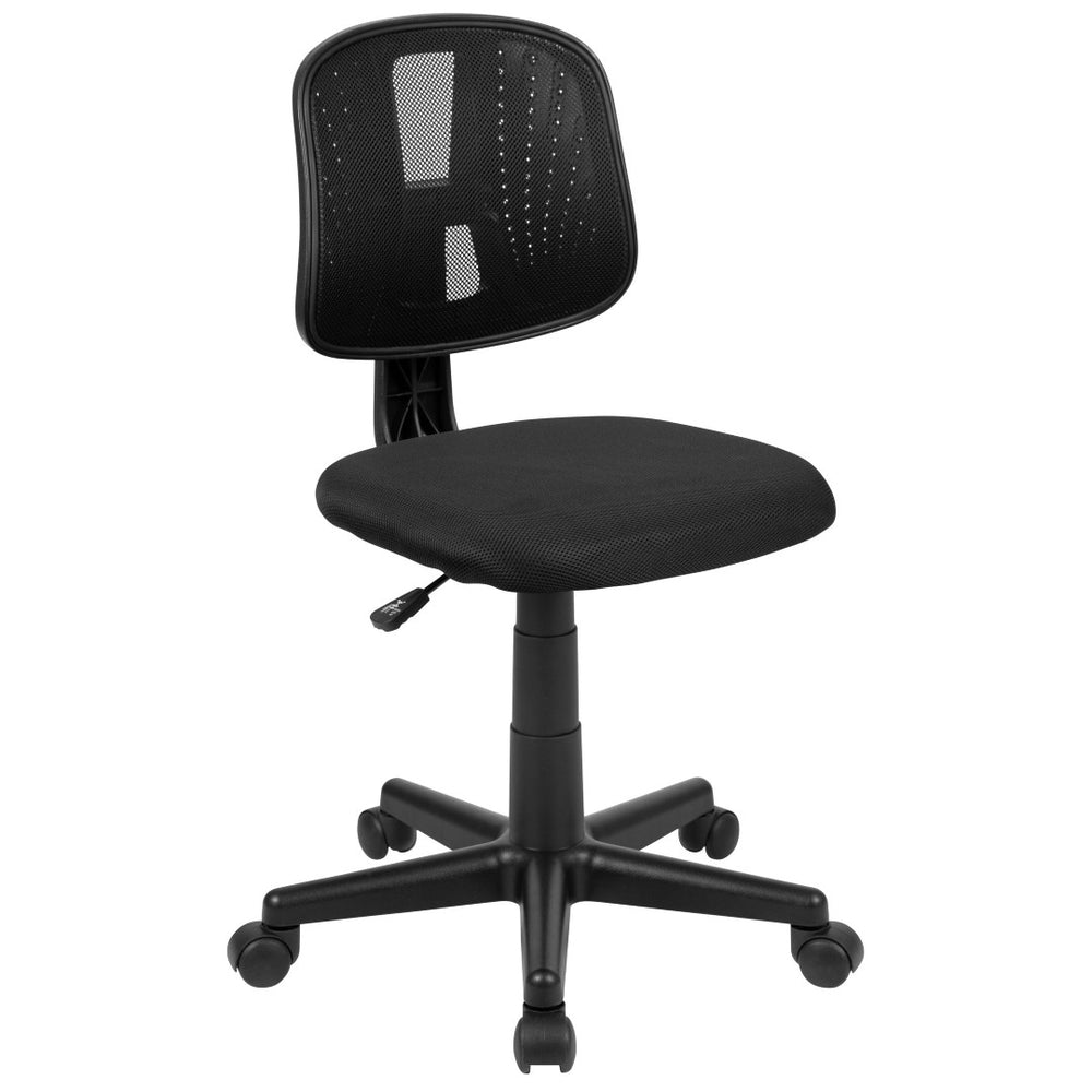 English Elm Flash Fundamentals Mid-Back Mesh Task Chair with Pivot Back for Enhanced Comfort and Support Black LF-134-BK-GG