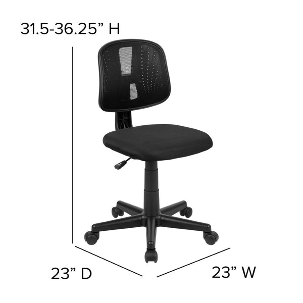 English Elm Flash Fundamentals Mid-Back Mesh Task Chair with Pivot Back for Enhanced Comfort and Support Black LF-134-BK-GG