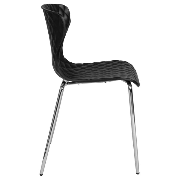 English Elm Lowell Contemporary Stacking Chair with Ergonomic Design for Comfort in Any Space or Setting Black LF-7-07C-BLK-GG