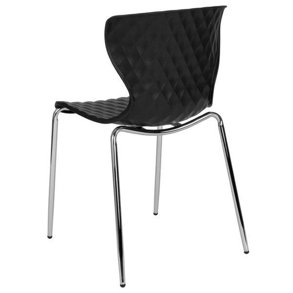 English Elm Lowell Contemporary Stacking Chair with Ergonomic Design for Comfort in Any Space or Setting Black LF-7-07C-BLK-GG