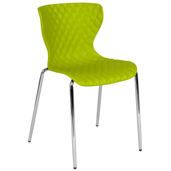 English Elm Lowell Contemporary Stacking Chair with Ergonomic Design for Comfort in Any Space or Setting Citrus Green LF-7-07C-CGRN-GG